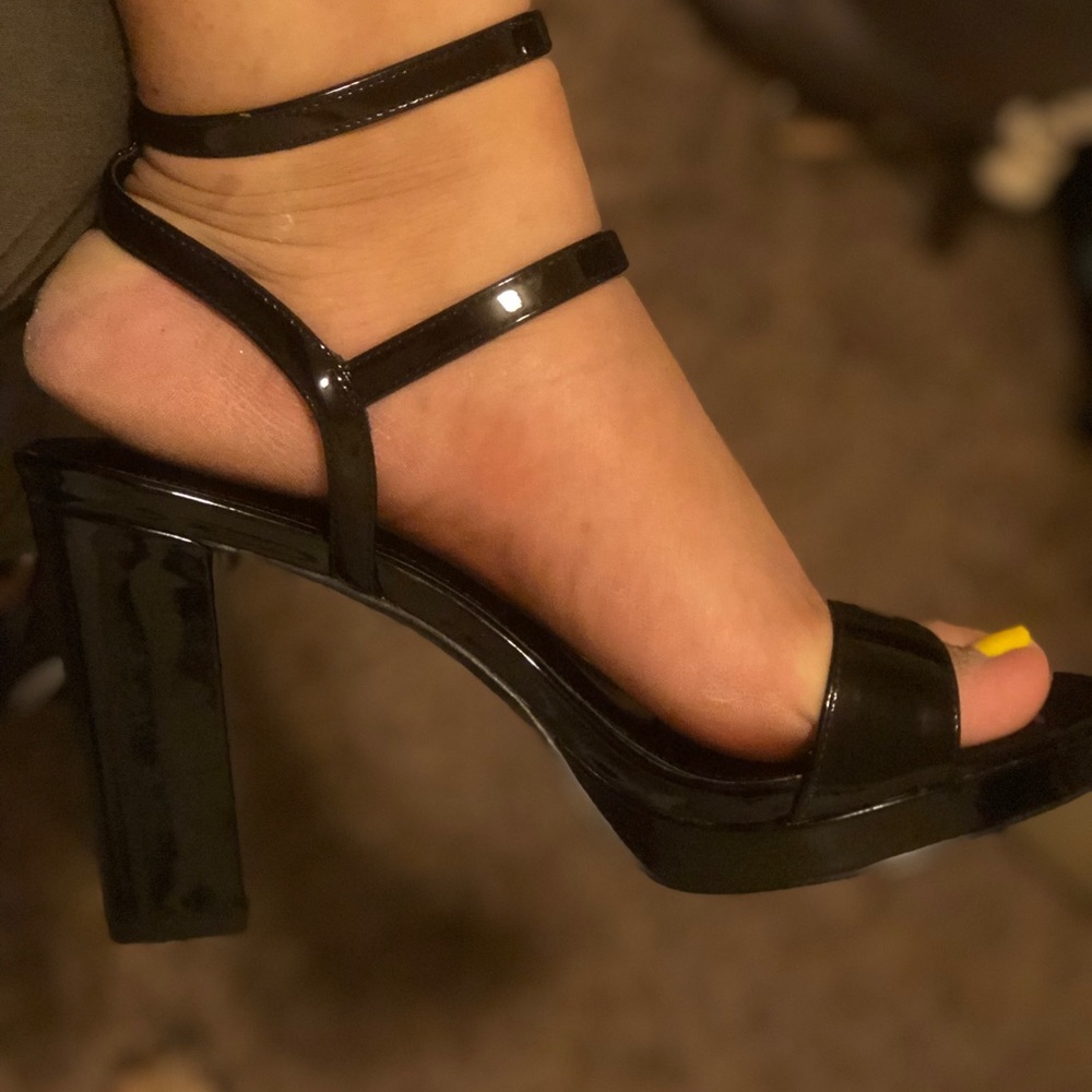 Black strappy platforms